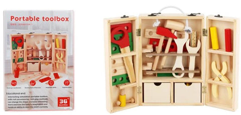 PORTABLE WOODEN TOOLBOX
