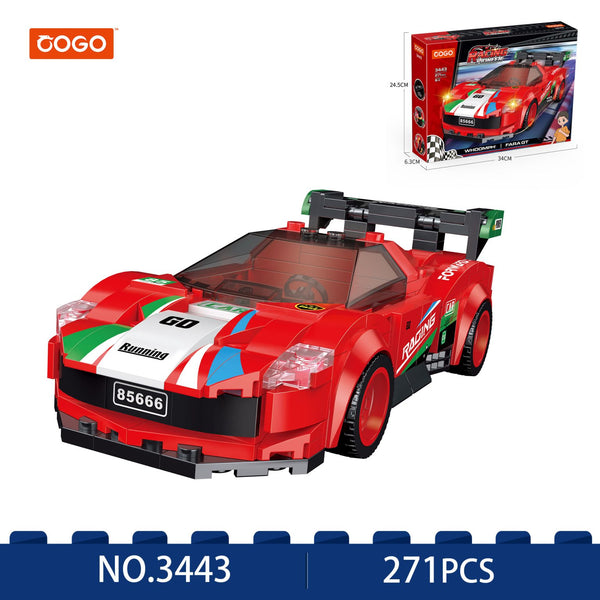 COGO BUILDING BLOCKS - PIONEER RACER - BLUE AND WHITE