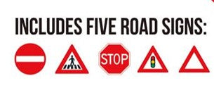 5 ROAD SIGNS SET