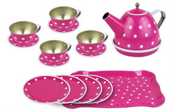 PRETTY PINK DOTTY TEA SET