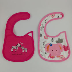 GIRLS BIBS 2PC - ZEBRA AND ELEPHANT - 2 LEFT