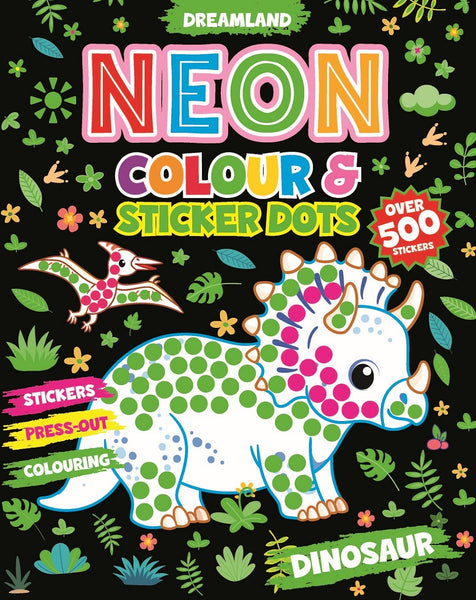 NEON COLOURING & STICKER DOTS-DINO
