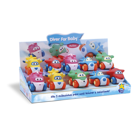 SOFT VINYL AEROPLANES 10PC DISPLAY - DIVER TOYS