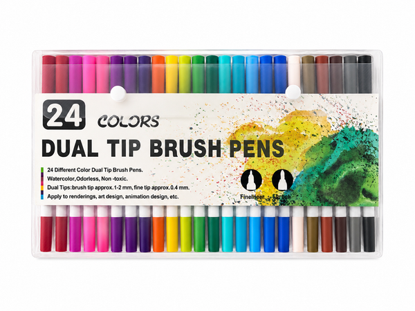 24PC DUAL TIP BRUSH PENS