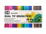 24PC DUAL TIP BRUSH PENS
