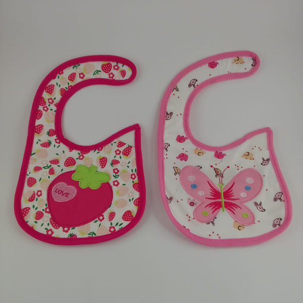 GIRLS BIBS 2PC - STRAWBERRY & BUTTERFLY