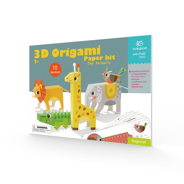 LET'S FOLD - 3D ORIGAMI PAPER KIT - THE ANIMALS - TOOKYLAND