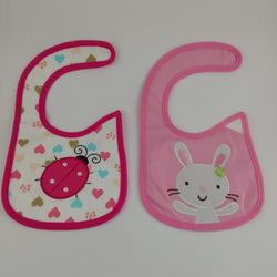 GIRLS BIBS 2PC- LADYBUG AND BUNNY - 4 LEFT