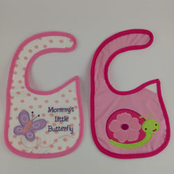 GIRLS BIBS 2PC- BUTTERFLY AND SNAIL - 4 LEFT