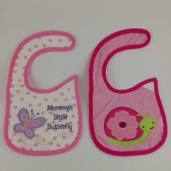 GIRLS BIBS 2PC- BUTTERFLY AND SNAIL