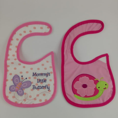 GIRLS BIBS 2PC- BUTTERFLY AND SNAIL