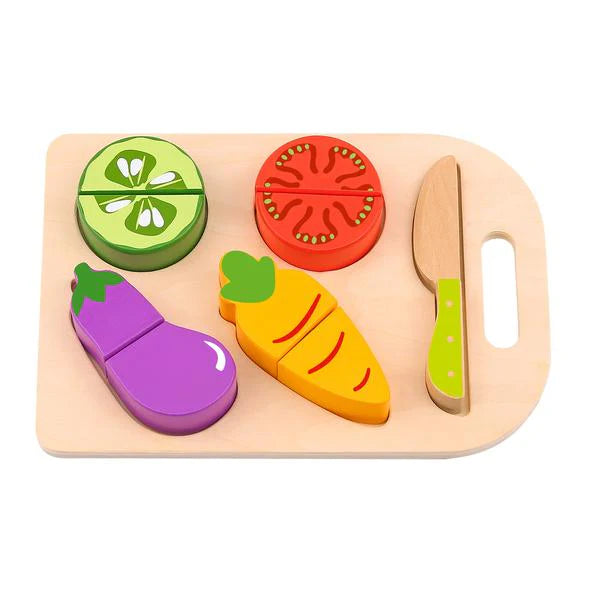 WOODEN CUTTING VEGETABLES - 4 VEGETABLES - TOOKY TOY