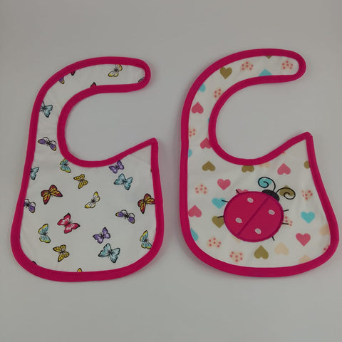 GIRLS BIBS 2PC- BUTTERFLIES AND LADYBUG