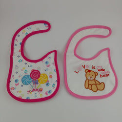 GIRLS BIBS 2PC - YUMMY AND LOVE BEAR - 3 LEFT