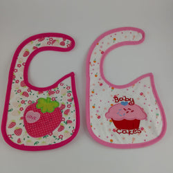 GIRLS BIBS 2PC - STRAWBERRY AND CUPCAKE - 2 LEFT