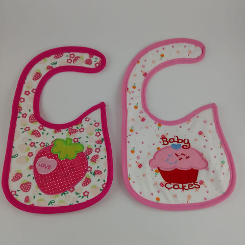 GIRLS BIBS 2PC - STRAWBERRY AND CUPCAKE