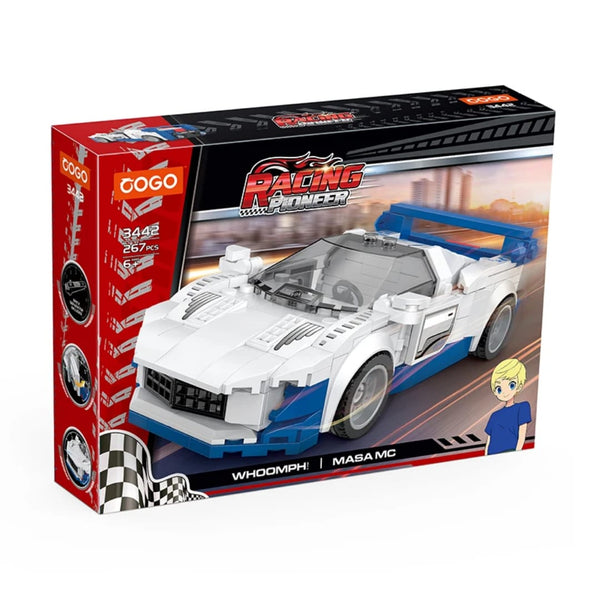 COGO BUILDING BLOCKS - PIONEER RACER - BLUE AND WHITE