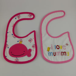GIRLS BIBS 2PC- WHALE & I LOVE MUMMY - 6 LEFT