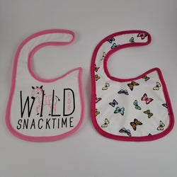 GIRLS BIBS 2PC - WILD SNACKTIME & LITTLE BUTTERFLIES - 1 LEFT