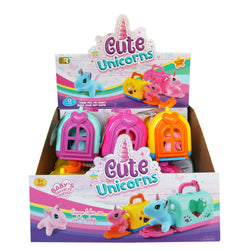 PLUSH UNICORNS IN BASKET-12PC