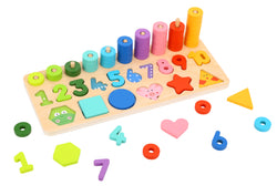 RAINBOW COUNTING STACKER/SHAPE SORTER - TOOKY TOY