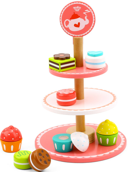 WOODEN DESSERT STAND - PINK - TOOKY TOY